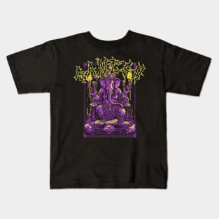 Lord Ganesh Death Metal Style Dark Art Tee: Unholy Resilience Kids T-Shirt